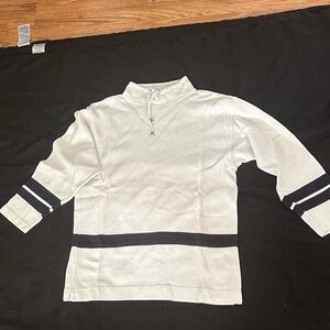 White and Black Striped Pullover